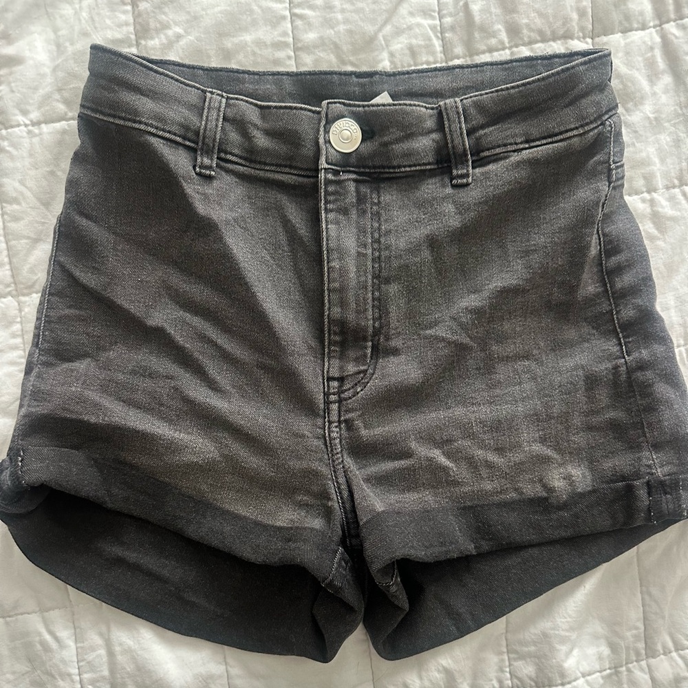 Divided Dark Gray Jean Shorts High-Waisted Cuffed
